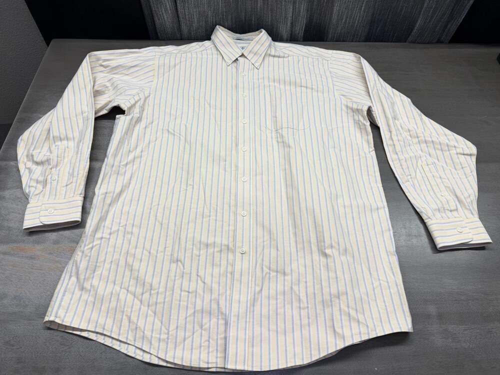 LL Bean Long Sleeve Button Up Wrinkle Resistant Shirt Mens XXL 17.5 -35 Stripes